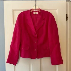 Talbots Irish Linen Blazer Jacket Pink Size 12P Petite Office Business Casual